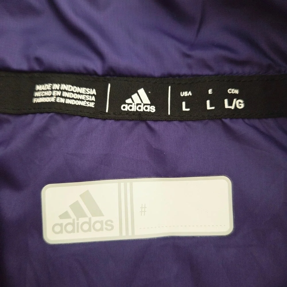 Adidas Puffer Vest Purple Padded Full Zip Sleeveless Jacket Mens Large